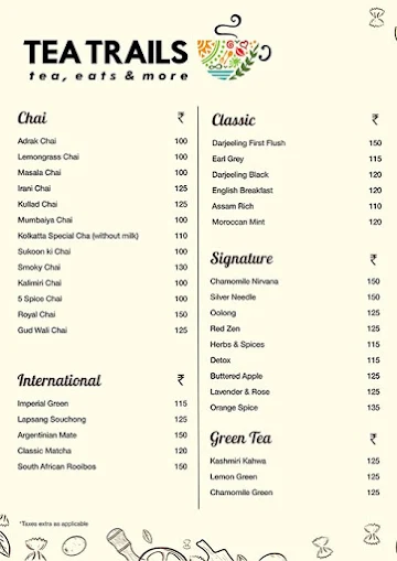 Tea Trails menu 