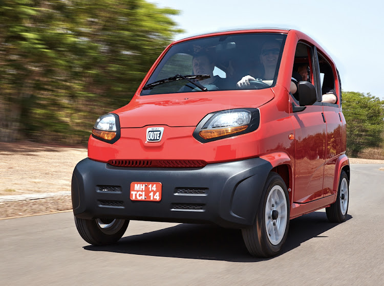 The Bajaj Qute has an eight-litre fuel tank.