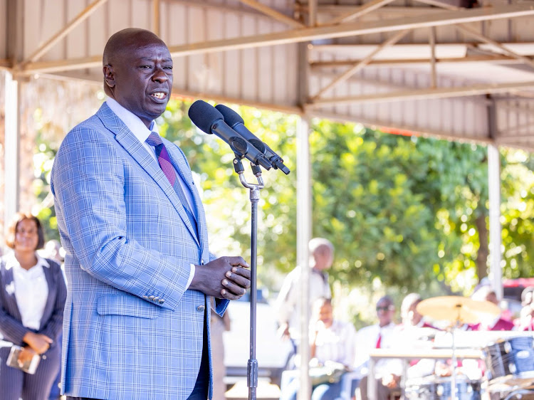 Deputy President Rigathi Gachagua addressing students of Kapsabet High School on March 17, 2024