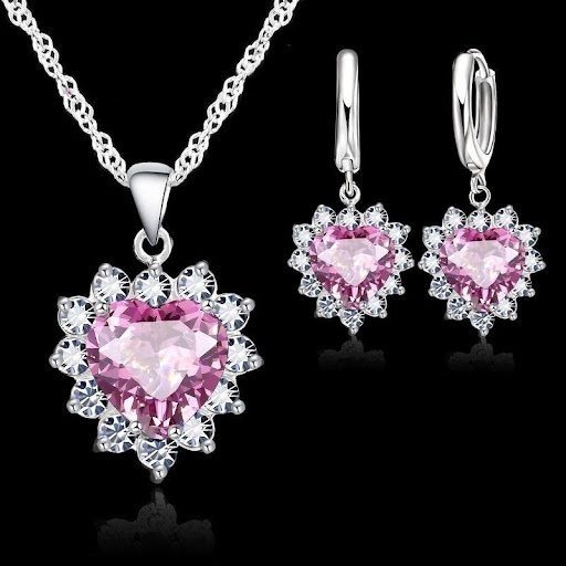 Title 6, Heart-shaped earrings necklace jewelry set