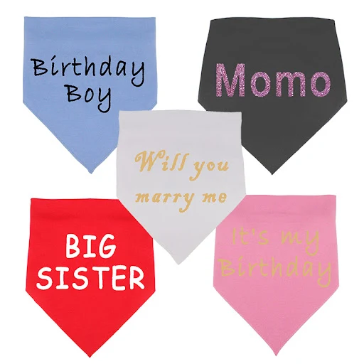 Custom Dog Bandana Cotton Bib Collar Personalized Scarf for Small Medium Dogs Saliva Towel Neckerchief Pet Accessories
