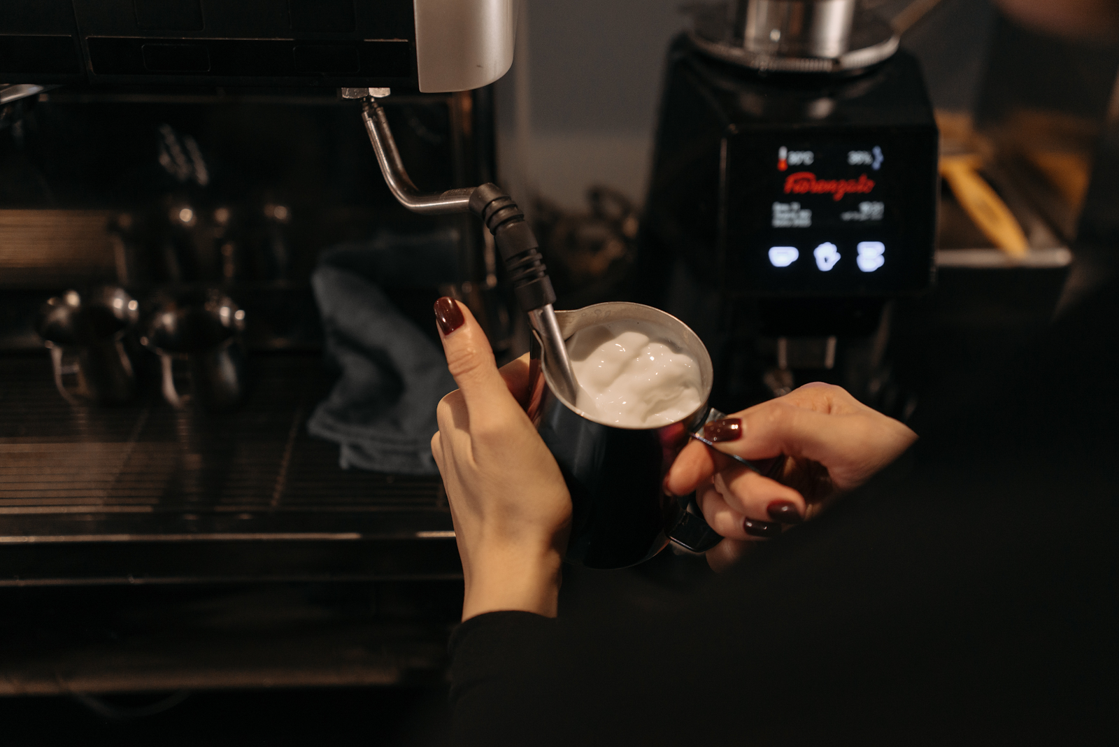 At-home barista steaming milk