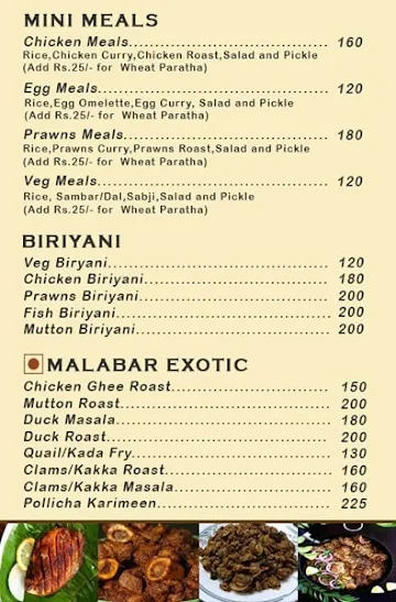 Malabar Treats menu 