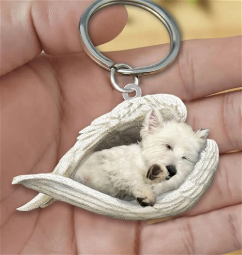 Pendentif Porte-clés Créatif Ange Endormi pour Animaux de Compagnie Un accessoire adorable et pratique. Gardez votre animal de compagnie près de vous avec ce charmant ange endormi.