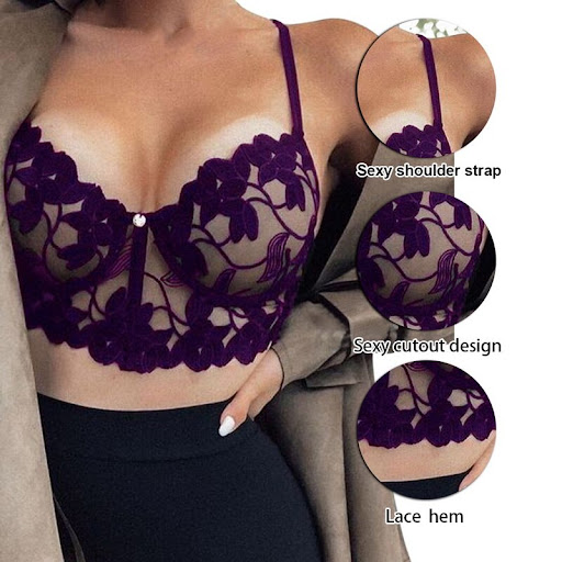 Title 5, Fashion Lace Perspective Sexy Sling Bra Underwe...