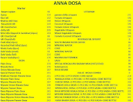 Anna Dosa menu 1