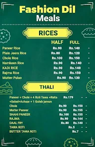 Fashion Dil Meals menu 1