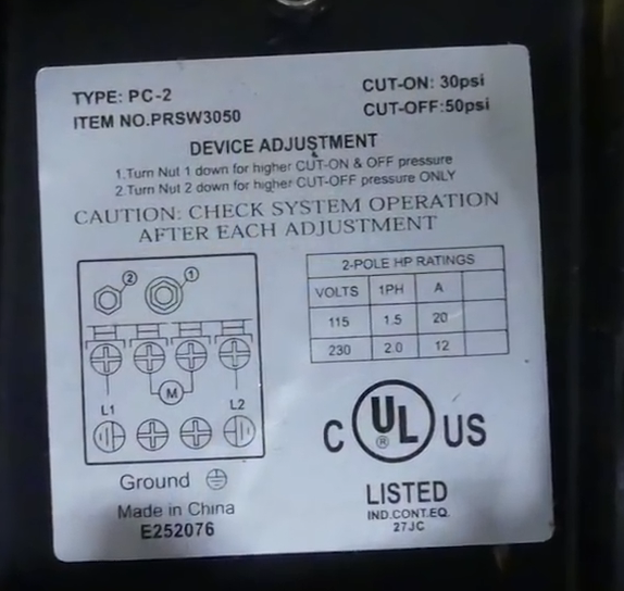 how to adjust a pressure switch