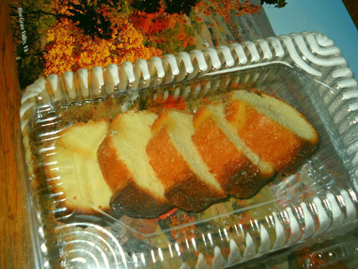 Photo is lemon pound cake, made from miniature loaf pan for bake sale.  