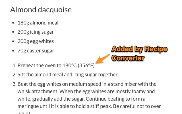 Recipe Conversions chrome extension