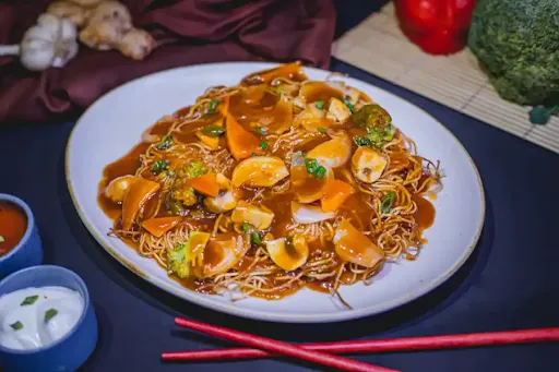 Non-Veg Pan Fried Noodles With Schezwan Sauce