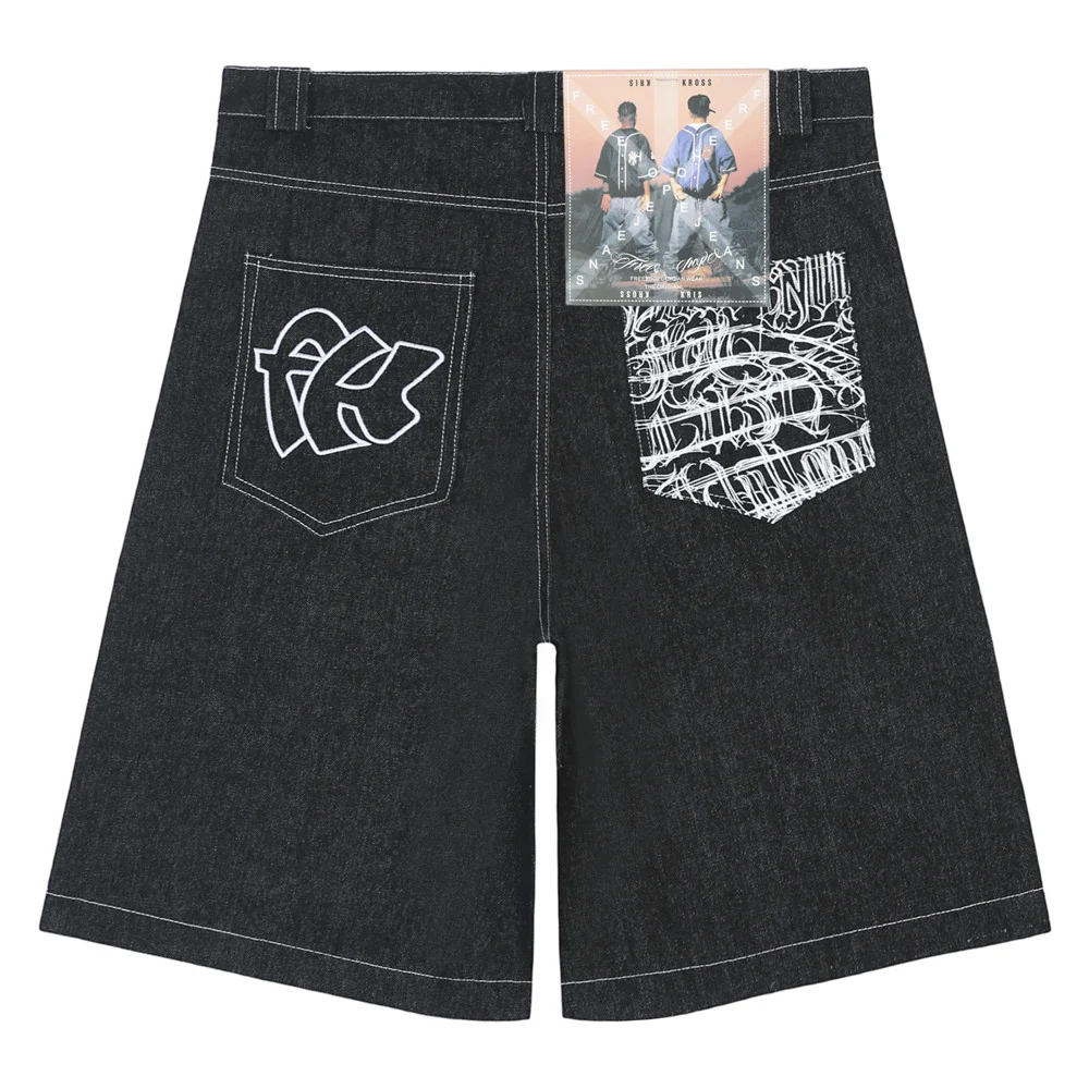 Title 5, Short en jean droit pour homme avec impression ...