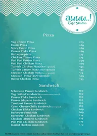 Aww The Cafe Studio menu 1