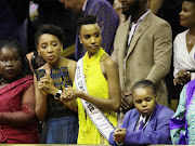 Miss Universe Zozibini Tunzi in a gown by Gert-Johan Coetzee at the 2020 state of the nation address in Cape Town.