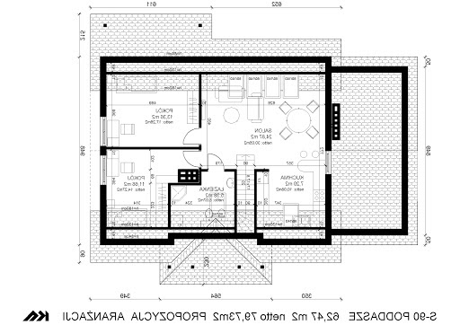 S-90 - Rzut poddasza - propozycja adaptacji