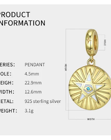 Vijfpuntige ster S925 sterling zilv - 1