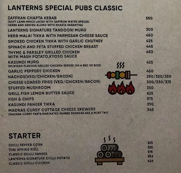 Lanterns Kitchen & Bar menu 