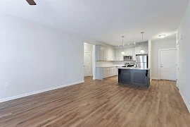 Modern interior with open layout where the kitchen and living room are connected 