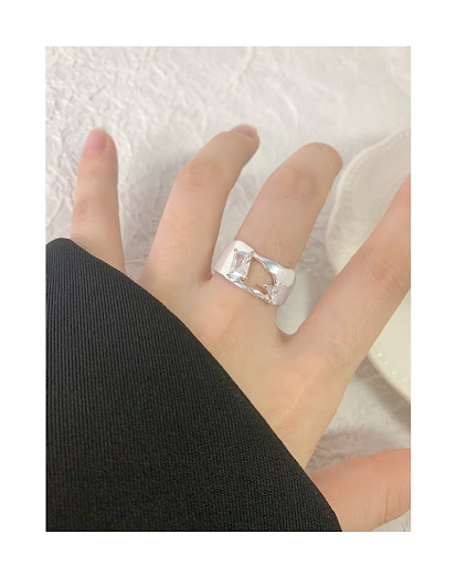 Title 4, Sterling Silver Female Ring with Irregular Surf...
