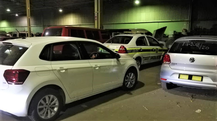 Two of the new VW Polos in the police pound after being recovered over the weekend