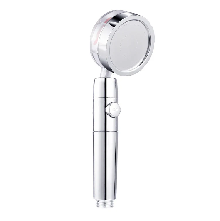 Pomme de douche turbo à un bouton, arrêt de l'eau, tête orientable, corps fin et sortie d'eau performante