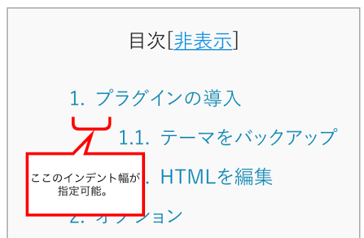 インデントの幅が指定可能