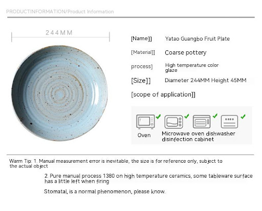 Title 3, Blue Creative Round Ceramic Tableware Western F...