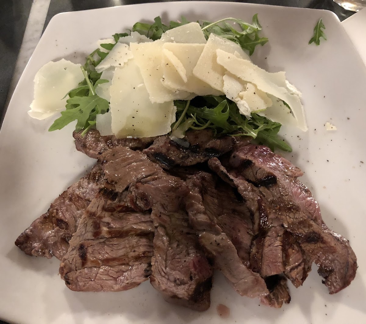 Steak with rocket and Parm - delicious!