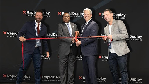 From left to right: Steven Raucher, RapidDeploy co-founder and CEO; Mninwa Johannes Mahlangu, South African ambassador to the US; Steve Adler, mayor of Austin, Texas; and Brett Meyerowitz, RapidDeploy co-founder and CTO.