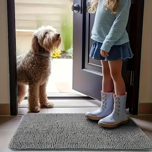 Dog Door Mat Dog Mud Mat For Muddy Paws Absorbs Moisture And Dirt Absorbent Non-Slip Washable Mat Quick Dry Indoor Door 