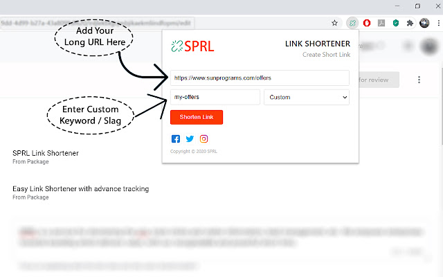 SPRL Link Shortener chrome extension