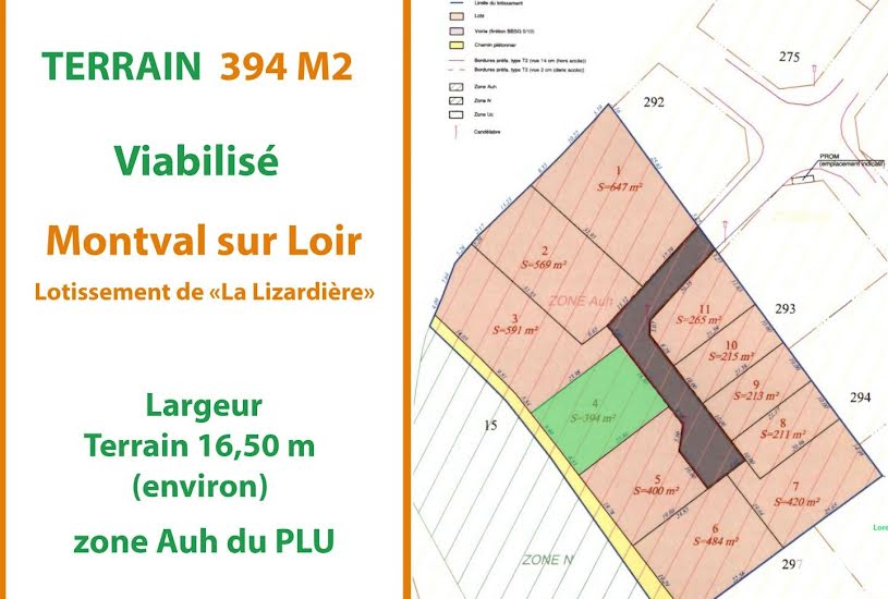  Vente Terrain à bâtir - 394m² à Nogent-sur-Loir (72500) 