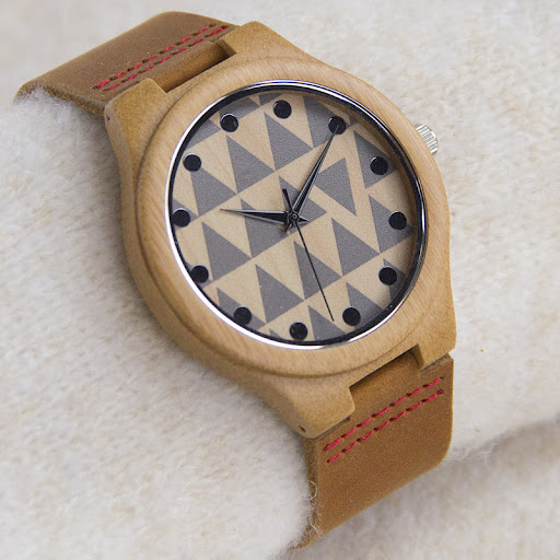 Title 5, Casual Business Bamboo Leather Strap Watch