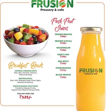 Frusion Pressery & Cafe menu 