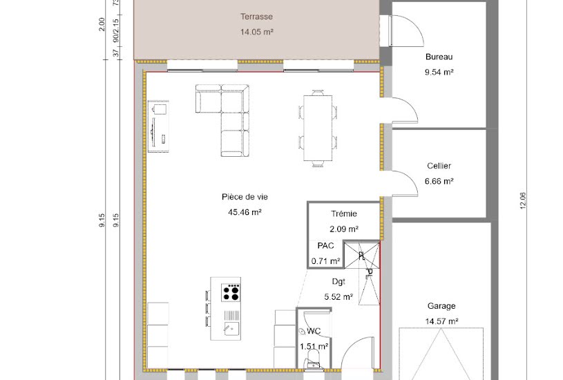  Vente Terrain + Maison - Terrain : 1 000m² - Maison : 102m² à Fonsorbes (31470) 