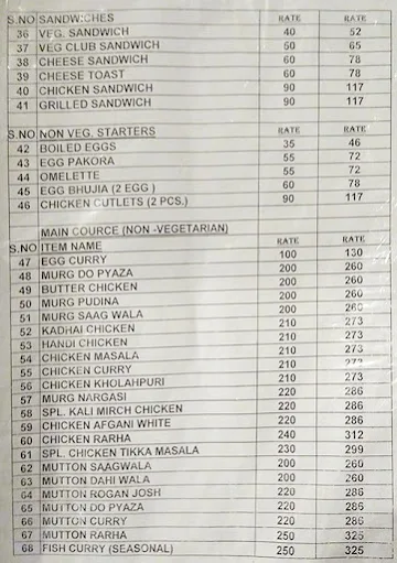 Country Club Eros Regency menu 