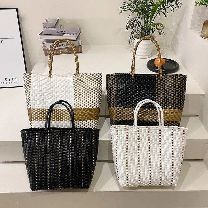 Bolso de mano versátil tejido de moda femenina, popular y de alta capacidad. Perfecto para llevar todo lo esencial con estilo.