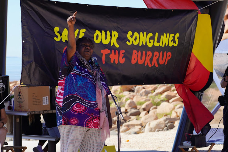 Murujuga indigenous custodians campaign to protect sacred rock art in the Burrup Peninsula in Sydney, Australia, July 11 2022. Picture: REUTERS