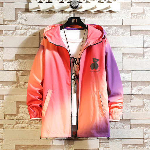 Title 7, Mens Large Size Hooded Jacket with Gradient Co...