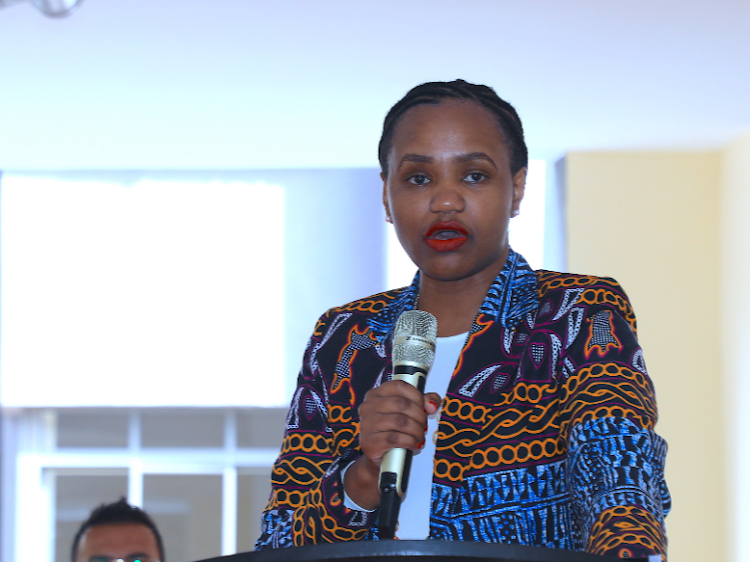 State Department for Diaspora Affairs PS Roseline Njogu during the launch of Kitisuru Amani Gardens in Nairobi