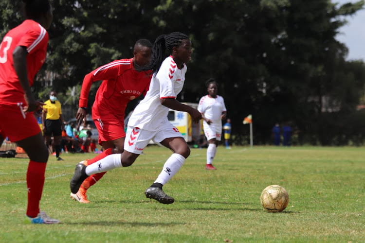 Ulinzi's Diana Shakava in action against Thika Queens