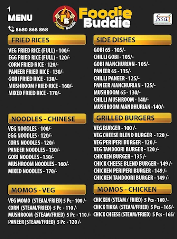 Foodie Buddies menu 