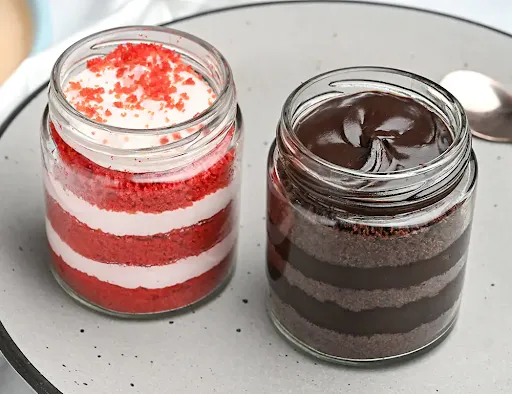 Red Velvet & Chocolate Mini Jar Cake Combo