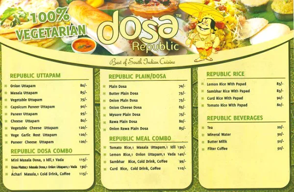 Dosa Republic menu 