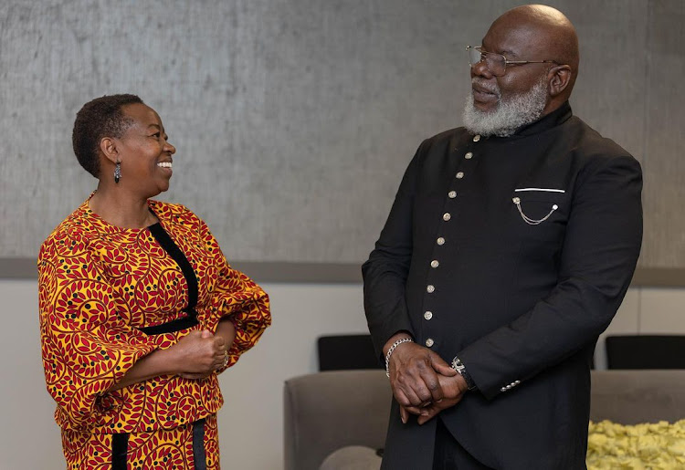 Mama Rachel Ruto with preacher T.D Jakes at the Potter's House church.