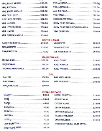 Pritam Veg Treat menu 