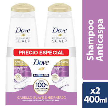 Shampoo Dove Anticaspa Hidratación Y Suavidad 400 ml x 2 und  