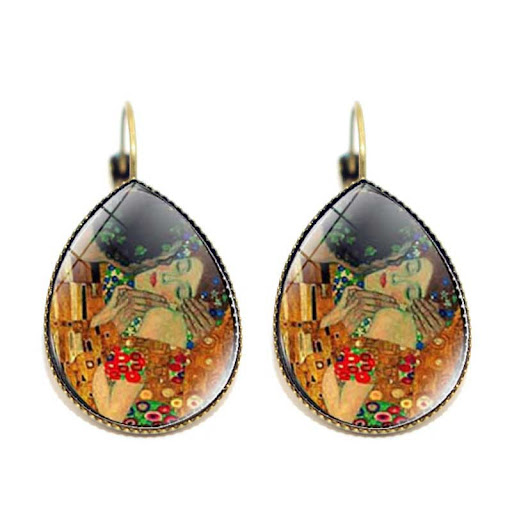 Title 3, Van Gogh Starry Night Time Stone Water Drop Ear...