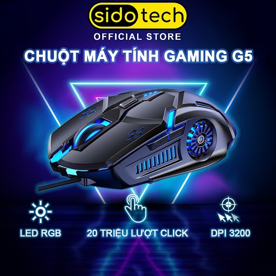 Chuột Máy Tình Gaming Có Dây Sidotech G5 Có 6 Nút Ấn 4 Mức Chỉnh Dpi Đèn Led Rgb Cho Chơi Game Và Làm Việc Văn Phòng