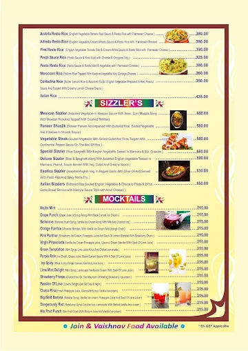 Bhagwati Veg Restaurant menu 